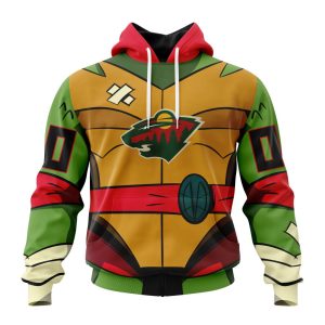 Personalized NHL Minnesota Wild Teenage Mutant Ninja Turtles Design Unisex Pullover Hoodie