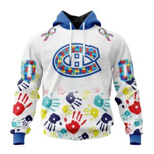 Personalized NHL Montreal Canadiens Autism Awareness Hands Design Unisex Pullover Hoodie