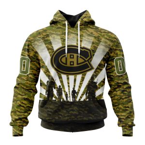 Personalized NHL Montreal Canadiens Military Camo Kits For Veterans Day And Rememberance Day Unisex Pullover Hoodie