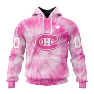 Personalized NHL Montreal Canadiens Special Pink Tie-Dye Unisex Pullover Hoodie