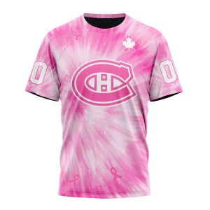 Personalized NHL Montreal Canadiens Special Pink Tie-Dye Unisex Tshirt TS5475