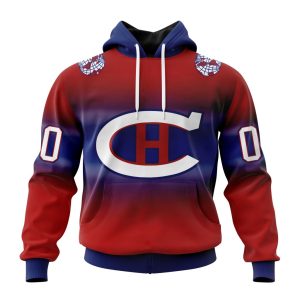 Personalized NHL Montreal Canadiens Special Retro Gradient Design Unisex Pullover Hoodie