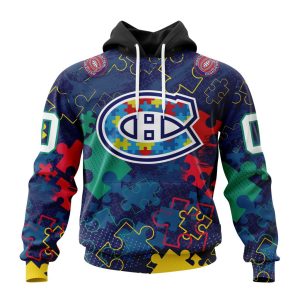 Personalized NHL Montreal Canadiens Specialized Fearless Against Autism Unisex Pullover Hoodie