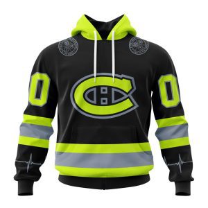 Personalized NHL Montreal Canadiens Specialized Unisex Kits With FireFighter Uniforms Color Unisex Pullover Hoodie