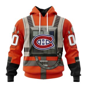 Personalized NHL Montreal Canadiens Star Wars Rebel Pilot Design Unisex Pullover Hoodie
