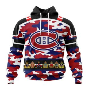 Personalized NHL Montreal Canadiens With Camo Team Color And Military Force Logo Unisex Pullover Hoodie