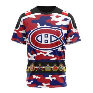 Personalized NHL Montreal Canadiens With Camo Team Color And Military Force Logo Unisex Tshirt TS5502