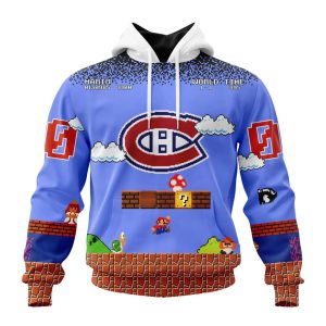 Personalized NHL Montreal Canadiens With Super Mario Game Design Unisex Pullover Hoodie