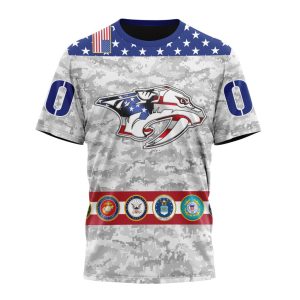 Personalized NHL Nashville Predators Armed Forces Appreciation Unisex Tshirt TS5507