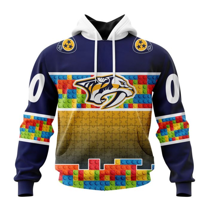 Personalized NHL Nashville Predators Autism Awareness Design Unisex Hoodie