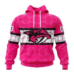 Personalized NHL Nashville Predators I Pink I Can! In October We Wear Pink Breast Cancer Unisex Pullover Hoodie