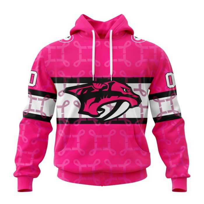 Personalized NHL Nashville Predators I Pink I Can! In October We Wear Pink Breast Cancer Unisex Pullover Hoodie