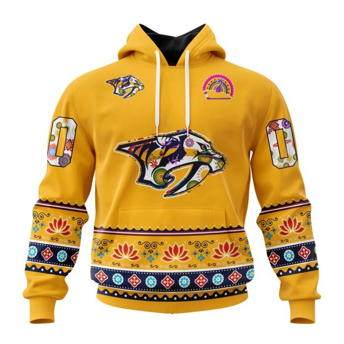 Personalized NHL Nashville Predators Jersey Hockey For All Diwali Festival Unisex Pullover Hoodie