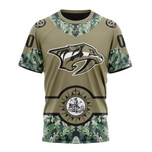 Personalized NHL Nashville Predators Military Camo With City Or State Flag Unisex Tshirt TS5516