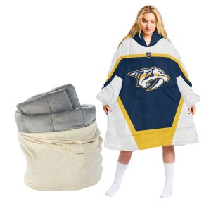 Personalized NHL Nashville Predators Retro Gradient Oodie Blanket Hoodie Wearable Blanket