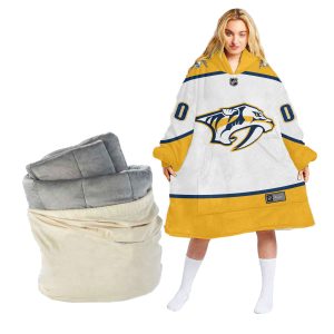 Personalized NHL Nashville Predators Retro Reverse Oodie Blanket Hoodie Wearable Blanket
