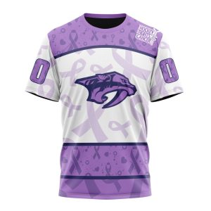 Personalized NHL Nashville Predators Special Lavender Hockey Fights Cancer Unisex Tshirt TS5528