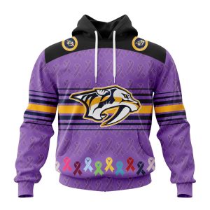 Personalized NHL Nashville Predators Specialized Design Fights Cancer Unisex Pullover Hoodie