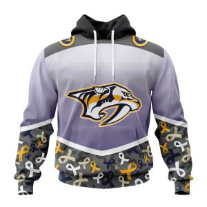 Personalized NHL Nashville Predators Specialized Sport Fights Again All Cancer Unisex Pullover Hoodie