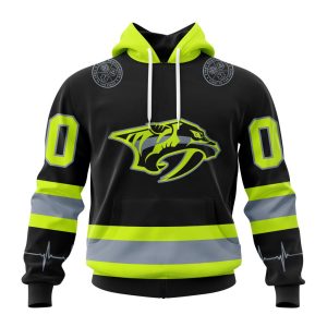 Personalized NHL Nashville Predators Specialized Unisex Kits With FireFighter Uniforms Color Unisex Pullover Hoodie
