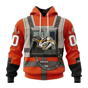 Personalized NHL Nashville Predators Star Wars Rebel Pilot Design Unisex Pullover Hoodie