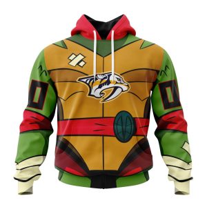 Personalized NHL Nashville Predators Teenage Mutant Ninja Turtles Design Unisex Pullover Hoodie