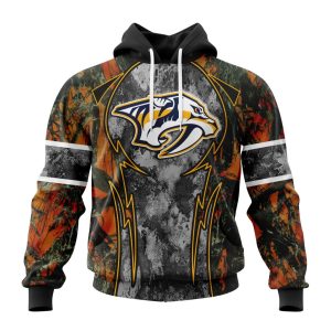Personalized NHL Nashville Predators With Camo Concepts For Hungting In Forest Unisex Pullover Hoodie
