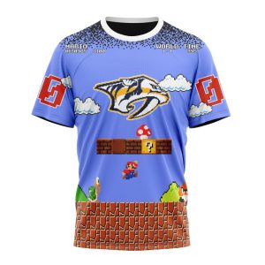 Personalized NHL Nashville Predators With Super Mario Game Design Unisex Tshirt TS5562