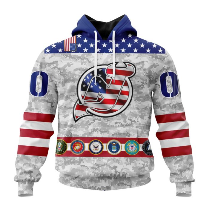Personalized NHL New Jersey Devils Armed Forces Appreciation Unisex Pullover Hoodie