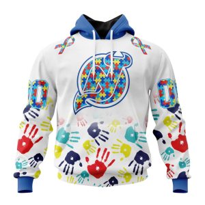 Personalized NHL New Jersey Devils Autism Awareness Hands Design Unisex Pullover Hoodie