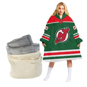 Personalized NHL New Jersey Devils Retro Classic Oodie Blanket Hoodie Wearable Blanket