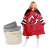 Personalized NHL New Jersey Devils Retro Reverse Oodie Blanket Hoodie Wearable Blanket