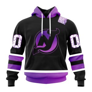 Personalized NHL New Jersey Devils Special Black Hockey Fights Cancer Unisex Pullover Hoodie