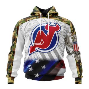 Personalized NHL New Jersey Devils Specialized Design With Our America Eagle Flag Unisex Pullover Hoodie