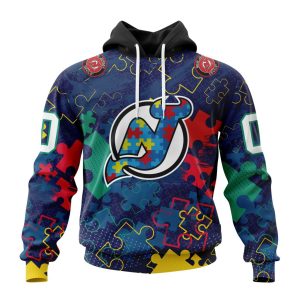Personalized NHL New Jersey Devils Specialized Fearless Against Autism Unisex Pullover Hoodie