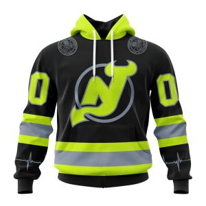 Personalized NHL New Jersey Devils Specialized Unisex Kits With FireFighter Uniforms Color Unisex Pullover Hoodie