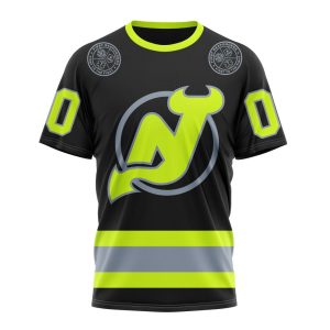 Personalized NHL New Jersey Devils Specialized Unisex Kits With FireFighter Uniforms Color Unisex Tshirt TS5611