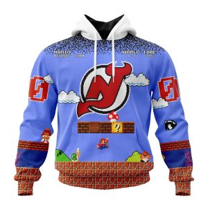 Personalized NHL New Jersey Devils With Super Mario Game Design Unisex Pullover Hoodie