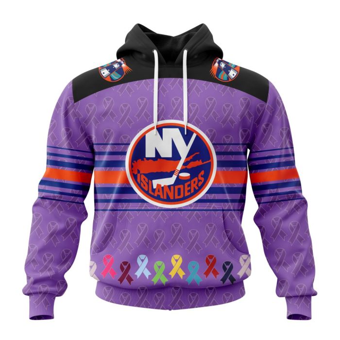 Personalized NHL New York Islanders Specialized Design Fights Cancer Unisex Pullover Hoodie