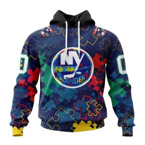 Personalized NHL New York Islanders Specialized Fearless Against Autism Unisex Pullover Hoodie