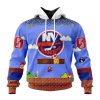 Personalized NHL New York Islanders With Super Mario Game Design Unisex Pullover Hoodie