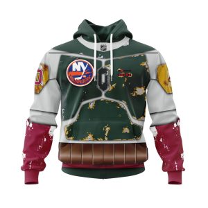 Personalized NHL New York Islanders X Boba Fett's Armor Unisex Pullover Hoodie