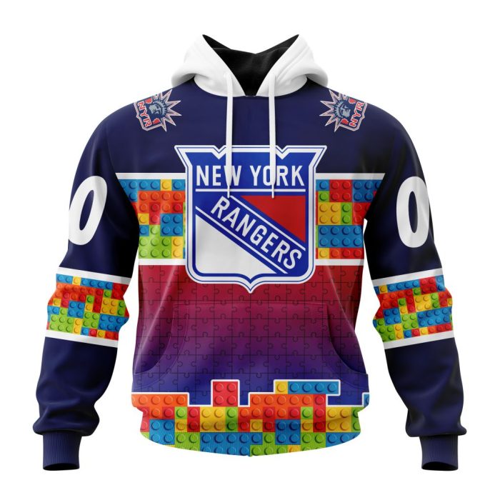 Personalized NHL New York Rangers Autism Awareness Design Unisex Hoodie