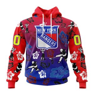 Personalized NHL New York Rangers Hawaiian Style Design For Fans Unisex Pullover Hoodie