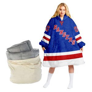 Personalized NHL New York Rangers Retro Classic Oodie Blanket Hoodie Wearable Blanket