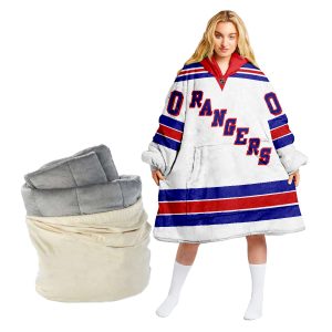 Personalized NHL New York Rangers Retro Reverse Oodie Blanket Hoodie Wearable Blanket