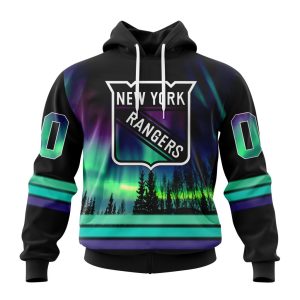 Personalized NHL New York Rangers Special Design With Northern Lights Unisex Pullover Hoodie