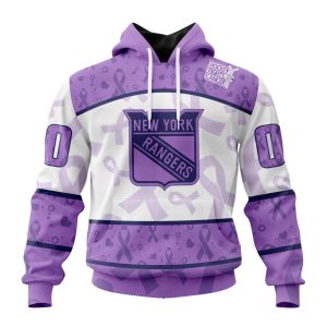 Personalized NHL New York Rangers Special Lavender Hockey Fights Cancer Unisex Pullover Hoodie