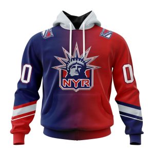 Personalized NHL New York Rangers Special Retro Gradient Design Unisex Pullover Hoodie