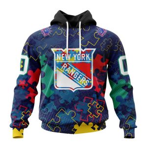 Personalized NHL New York Rangers Specialized Fearless Against Autism Unisex Pullover Hoodie